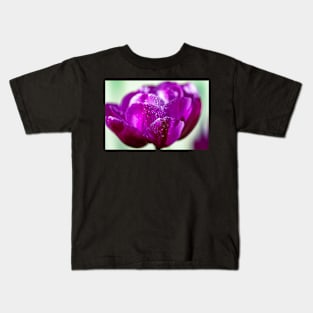 Dewdrops on a purple tulip Kids T-Shirt